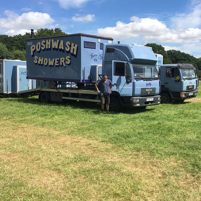 Jim with a PoshWash Shower unit The Posh Wash Crew at Ben Nevis